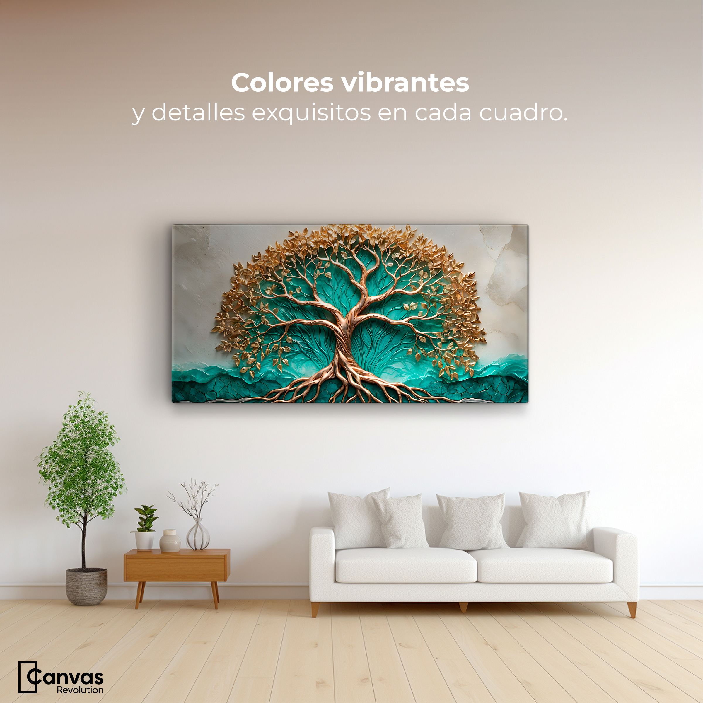 Foto 3 pulgar | Cuadro Árbol De La Vida Canvas Árbol Vida Jade 120x60