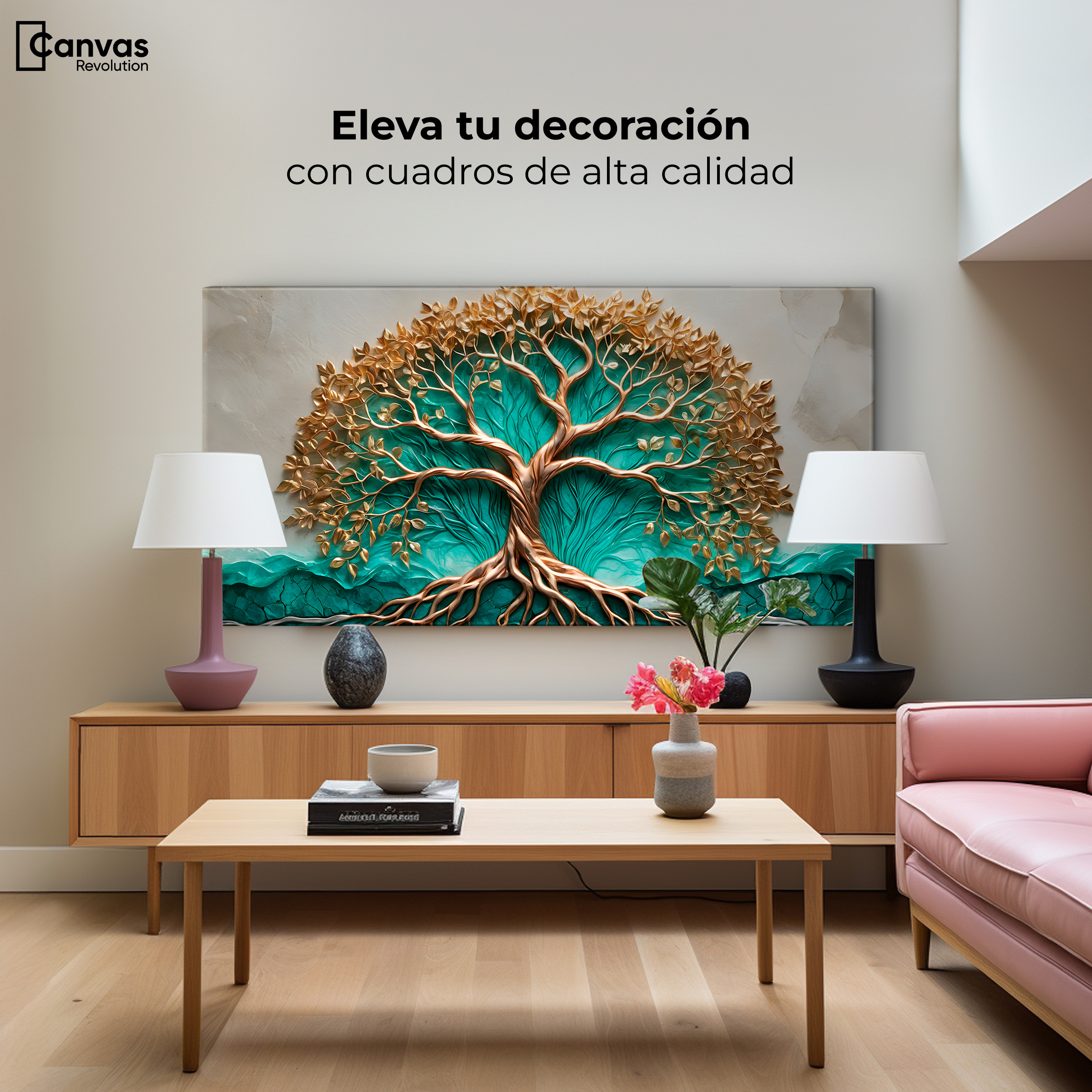Foto 4 pulgar | Cuadro Árbol De La Vida Canvas Árbol Vida Jade 120x60
