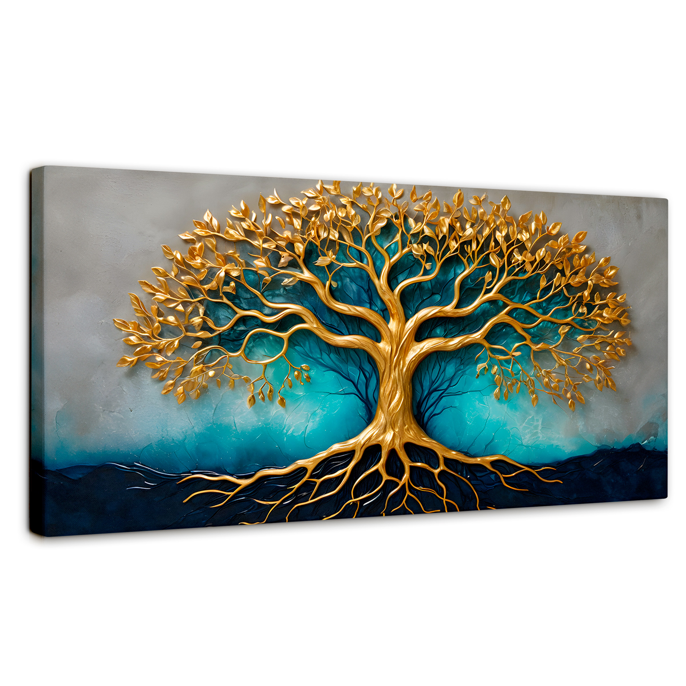 Foto 2 pulgar | Cuadro Árbol De La Vida Canvas Árbol Vida Luz Oro 120x60