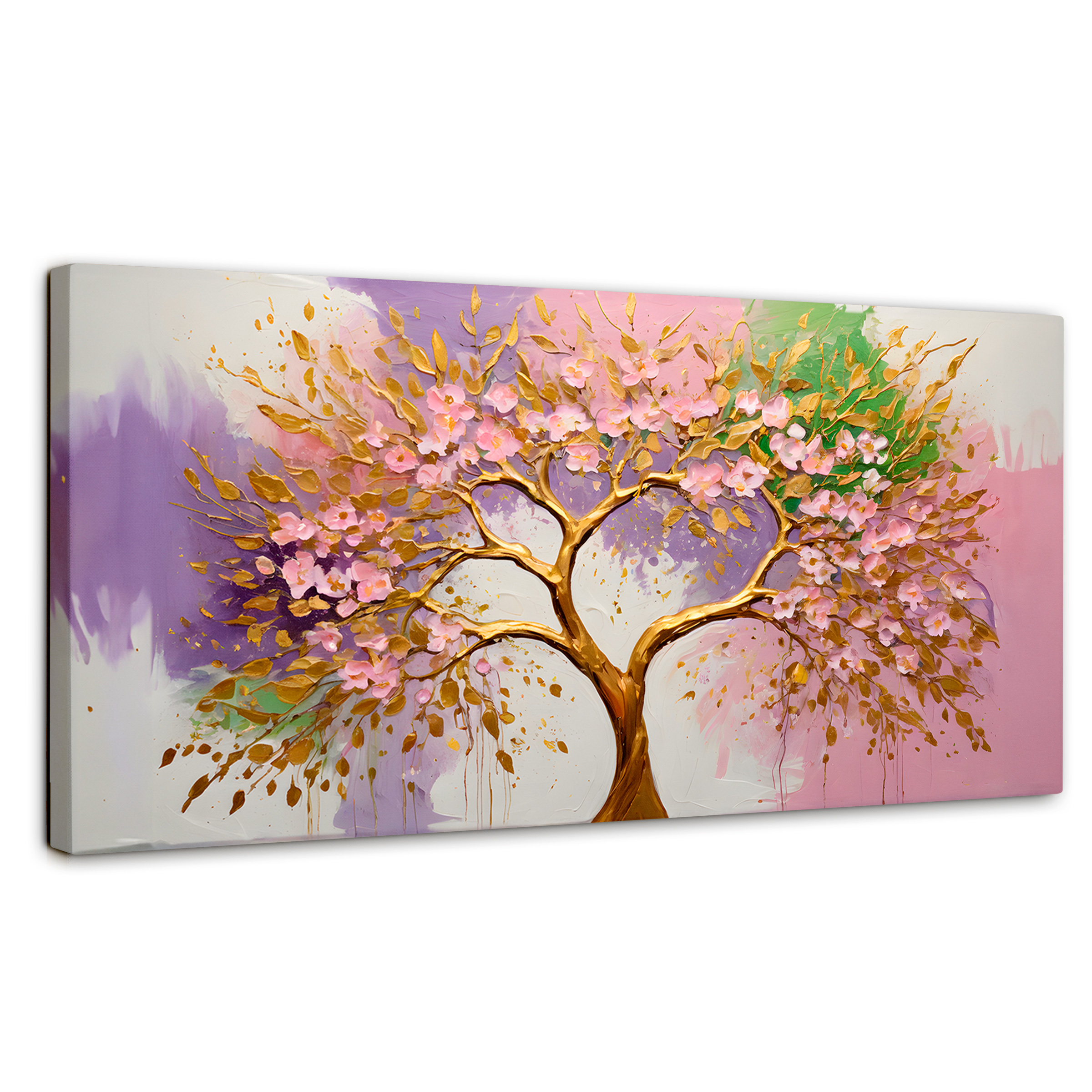 Foto 2 pulgar | Cuadro Árbol De La Vida Canvas Árbol Vida Flor Oro 120x60
