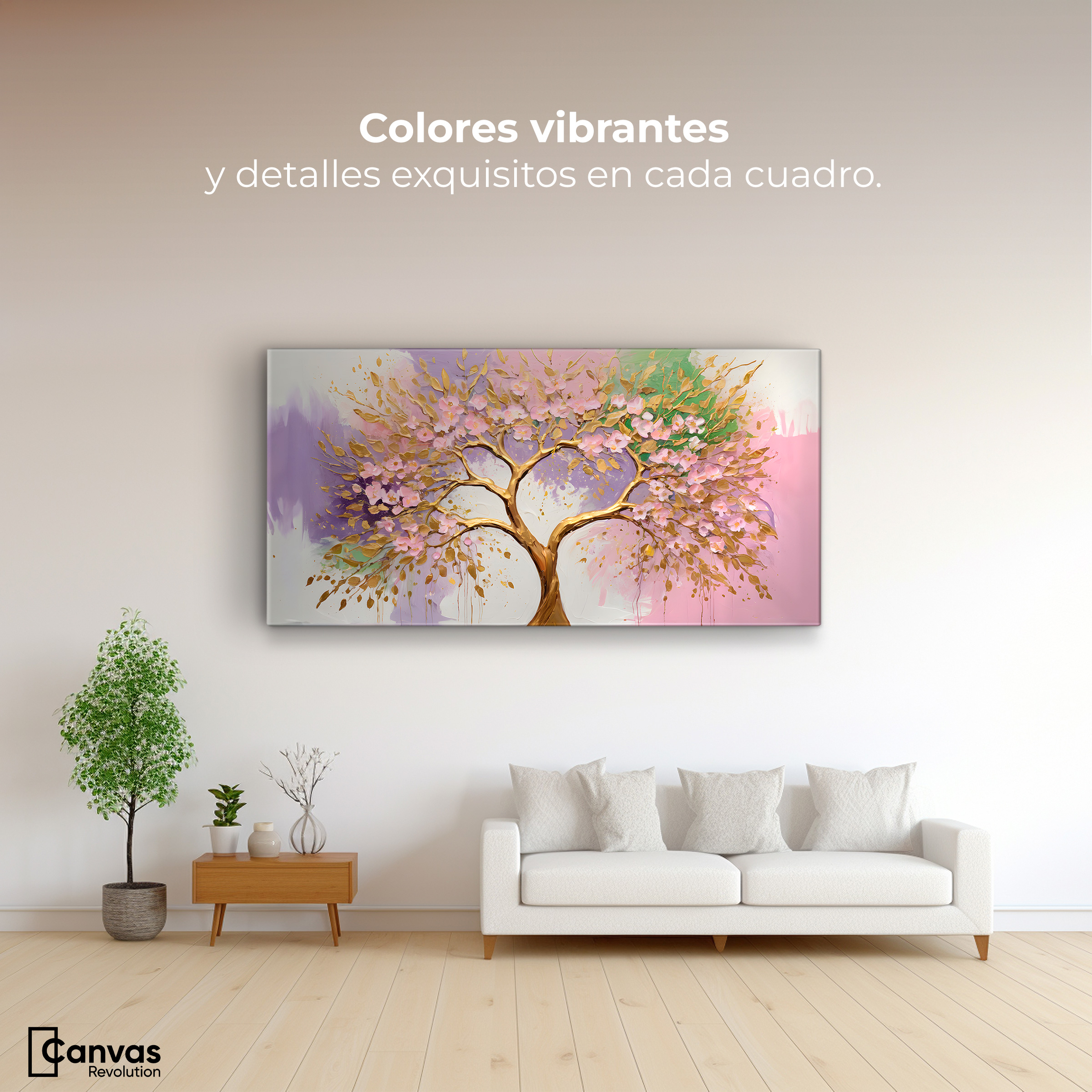 Foto 2 | Cuadro Árbol De La Vida Canvas Árbol Vida Flor Oro 120x60