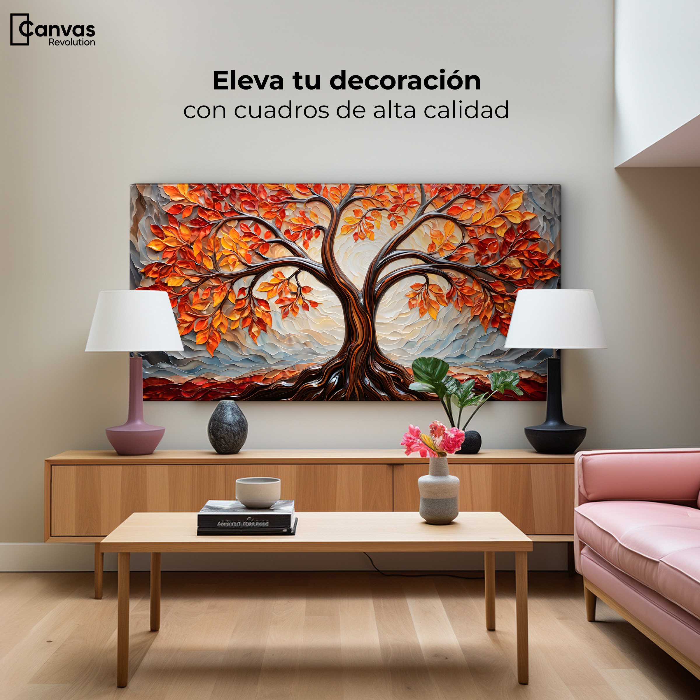 Foto 4 pulgar | Cuadro Árbol De La Vida Canvas Árbol Vida Viento 120x60