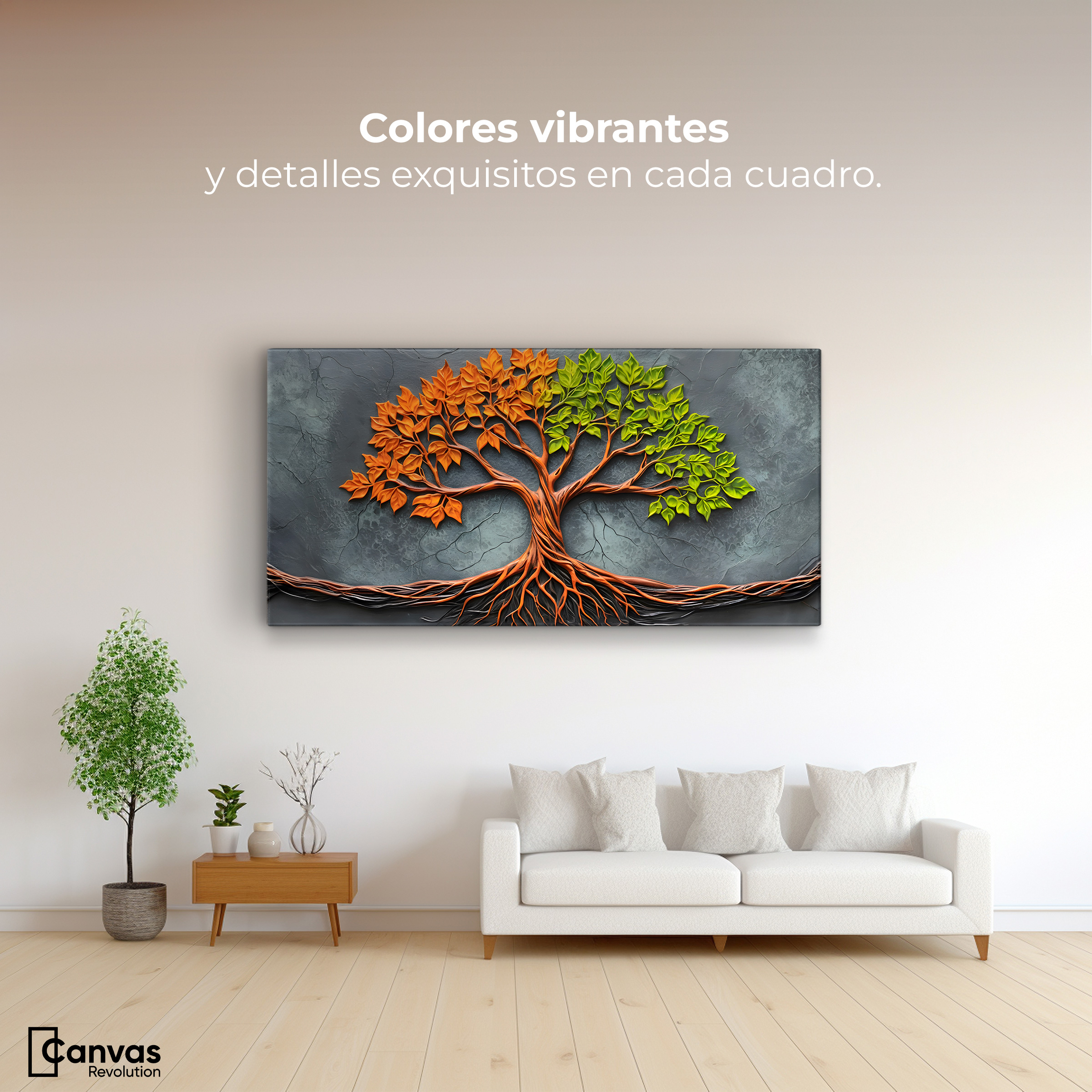 Foto 3 pulgar | Cuadro Árbol De La Vida Canvas Árbol Vida Florecer 120x60