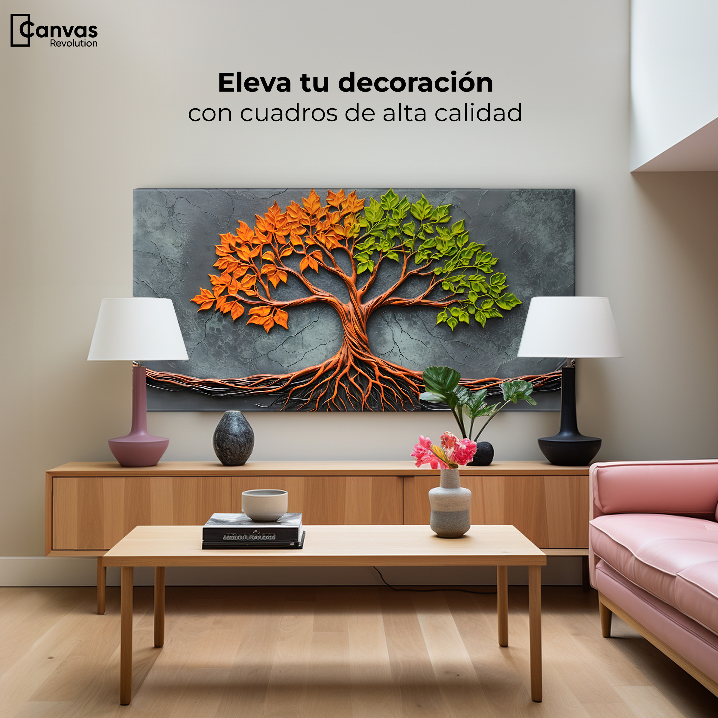 Foto 4 pulgar | Cuadro Árbol De La Vida Canvas Árbol Vida Florecer 120x60