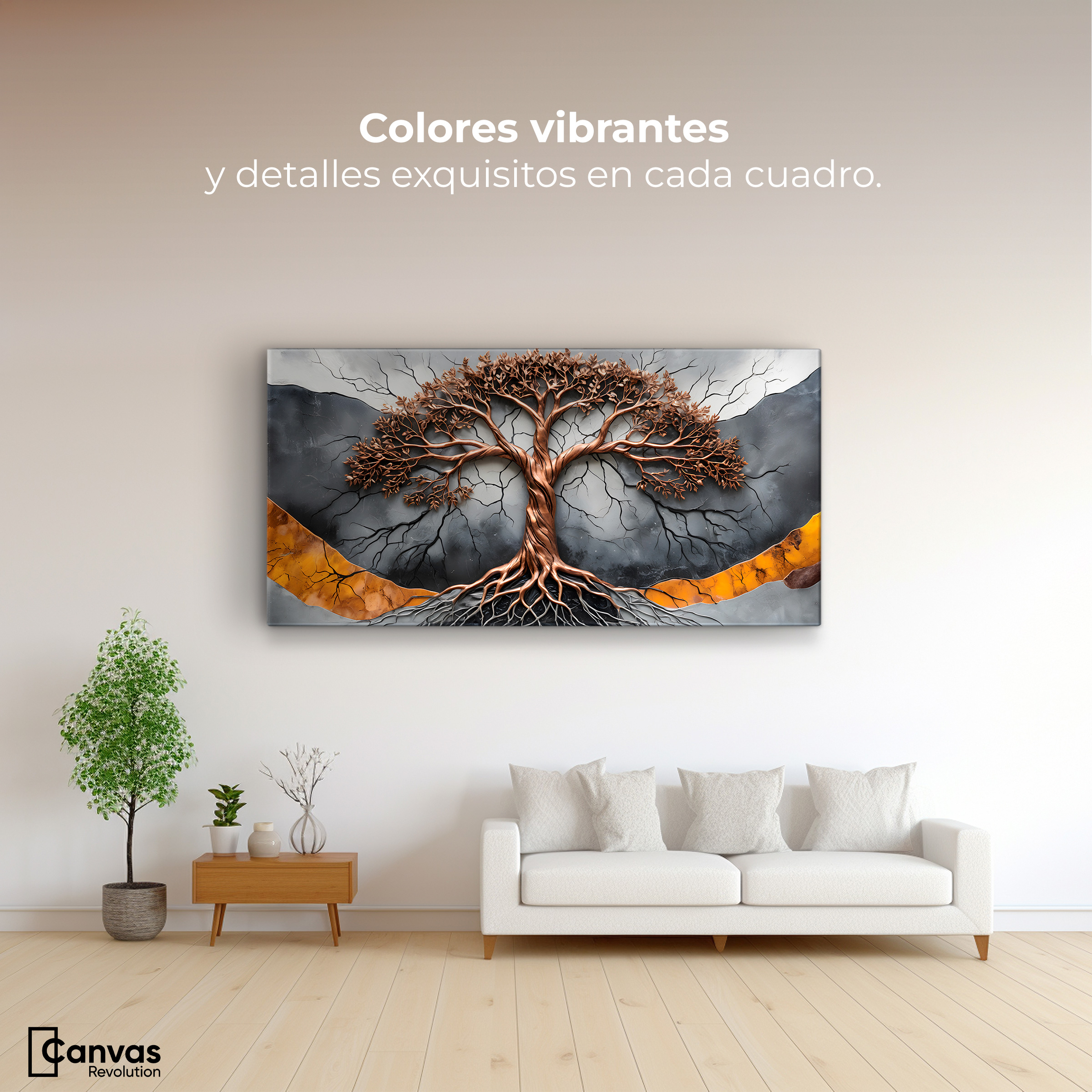 Foto 2 | Cuadro Árbol De La Vida Canvas Árbol Vida Onix 120x60
