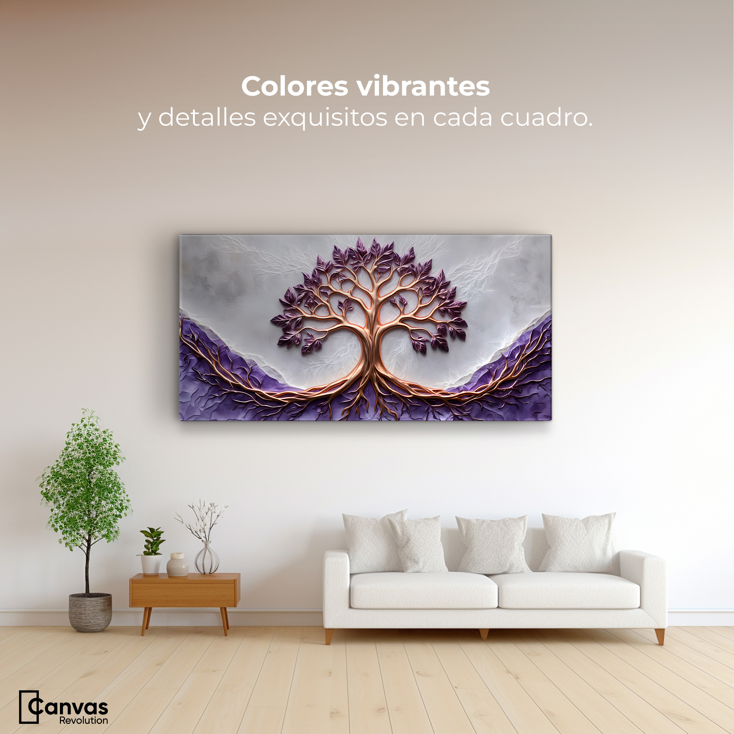 Foto 3 pulgar | Cuadro Árbol De La Vida Canvas Árbol Vida Lavanda 120x60