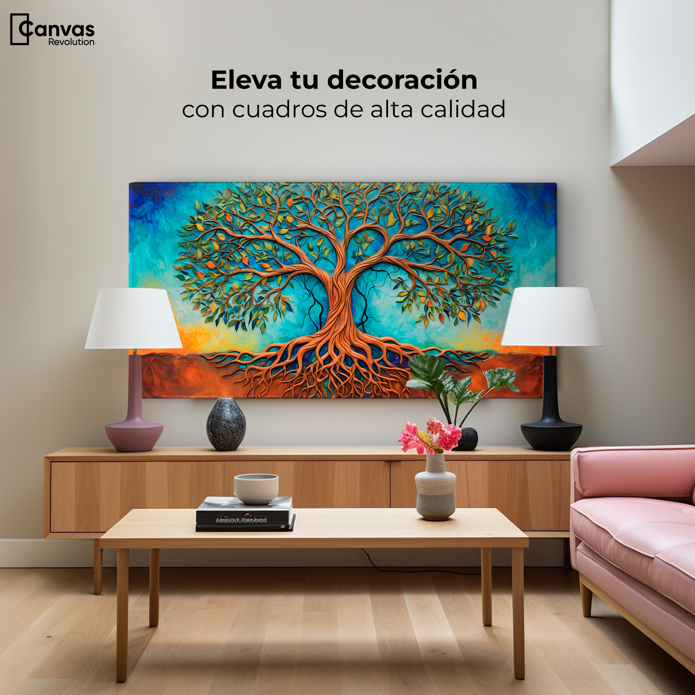 Foto 4 pulgar | Cuadro Árbol De La Vida Canvas Árbol Vida Conexión 120x60
