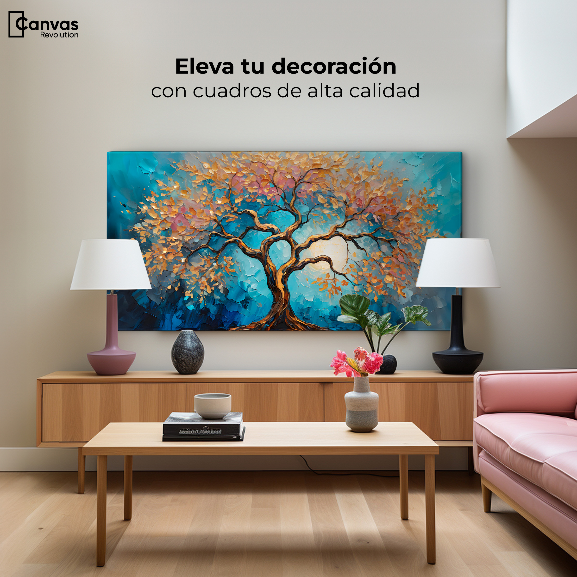 Foto 4 pulgar | Cuadro Árbol De La Vida Canvas Árbol Vida Fusión 120x60