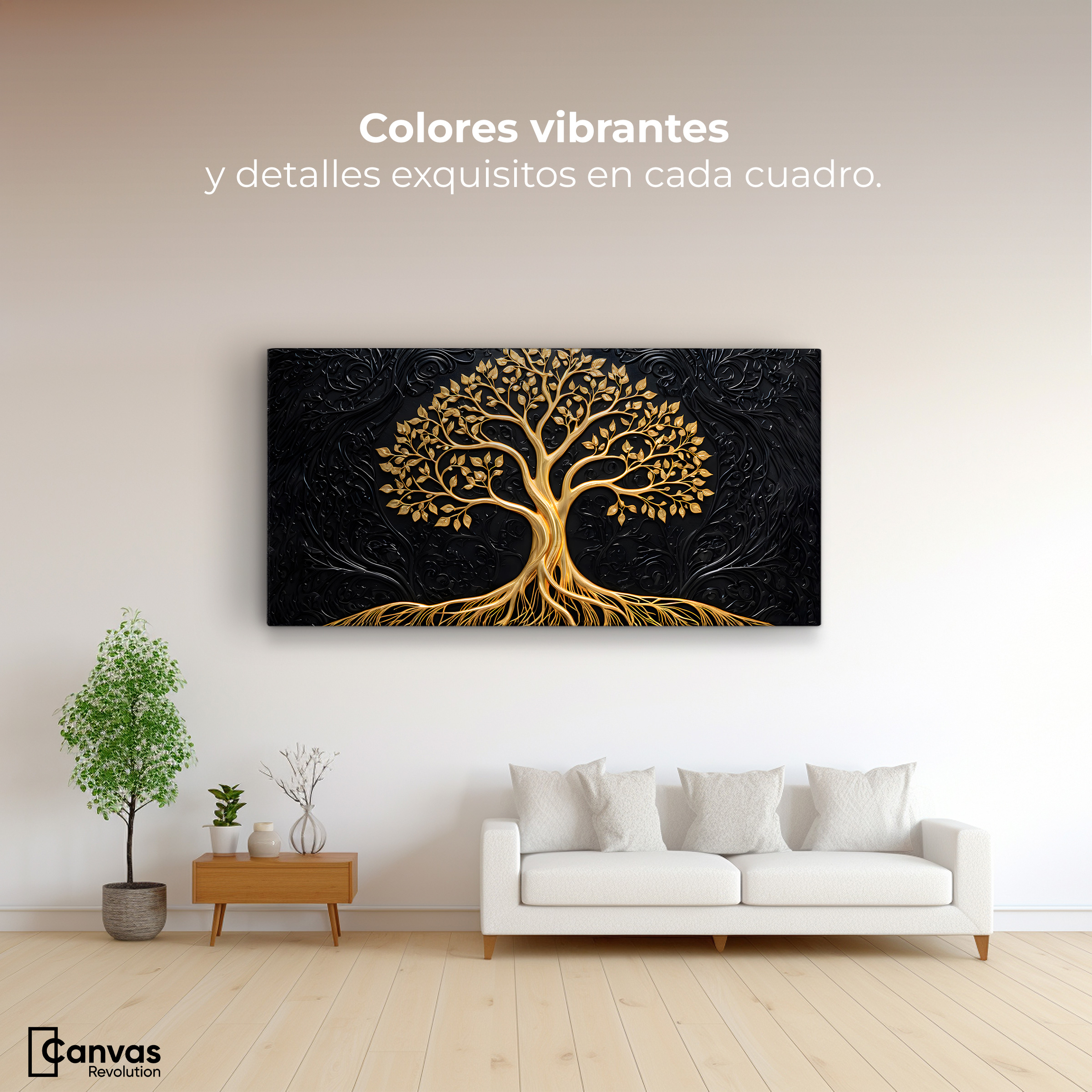 Foto 2 | Cuadro Árbol De La Vida Canvas Árbol Vida Oro 120x60