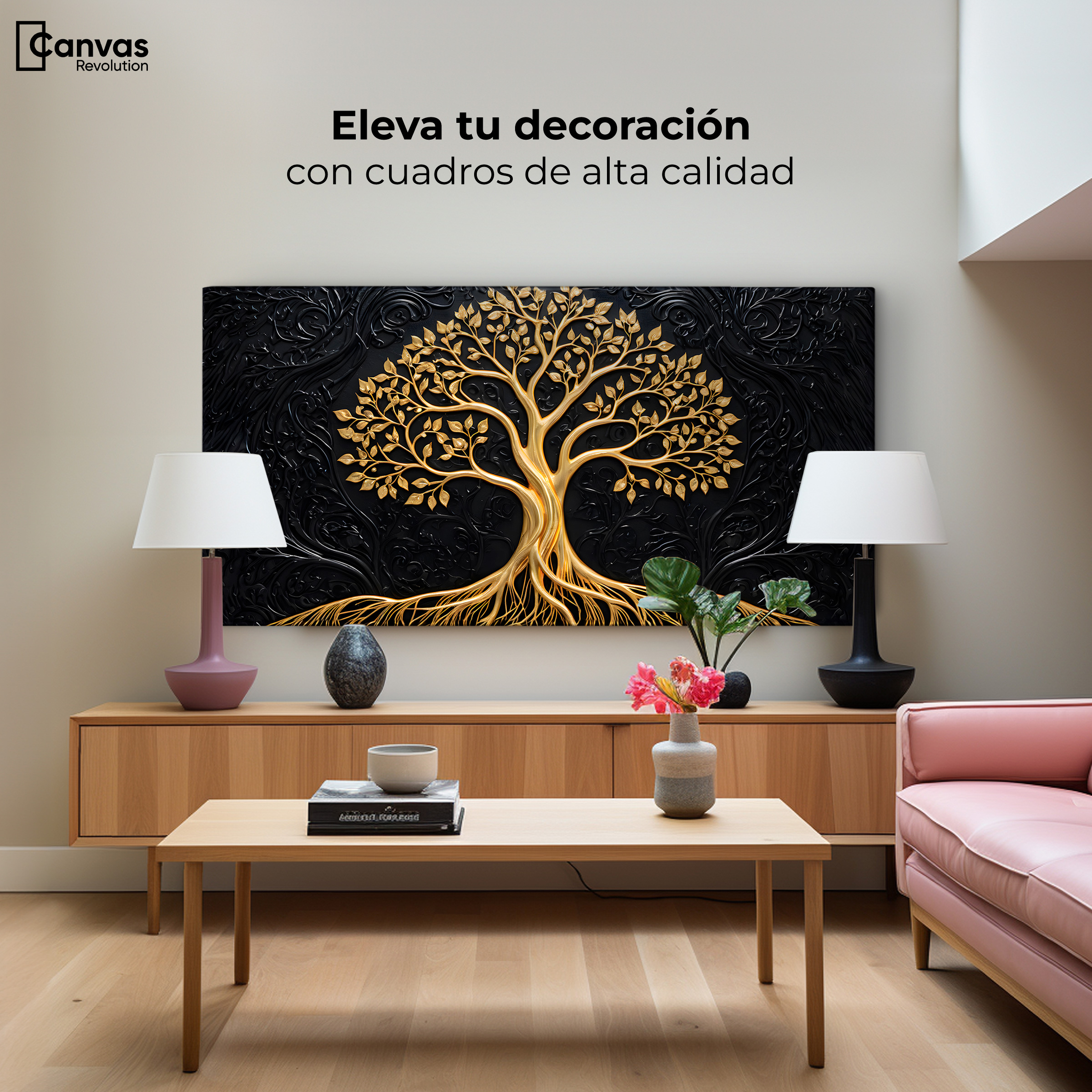 Foto 4 pulgar | Cuadro Árbol De La Vida Canvas Árbol Vida Oro 120x60
