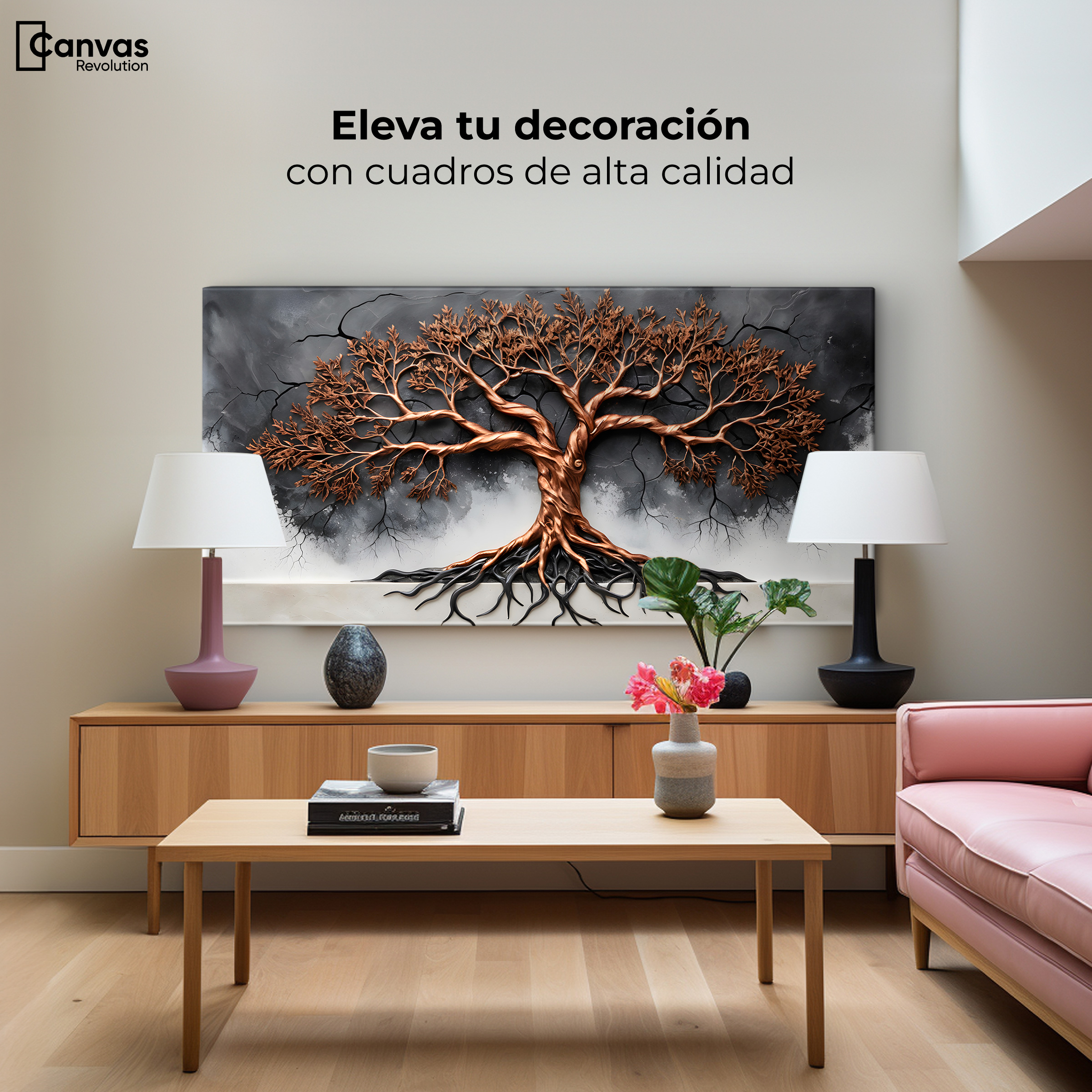 Foto 4 pulgar | Cuadro Árbol De La Vida Canvas Árbol Vida Silencio 120x60