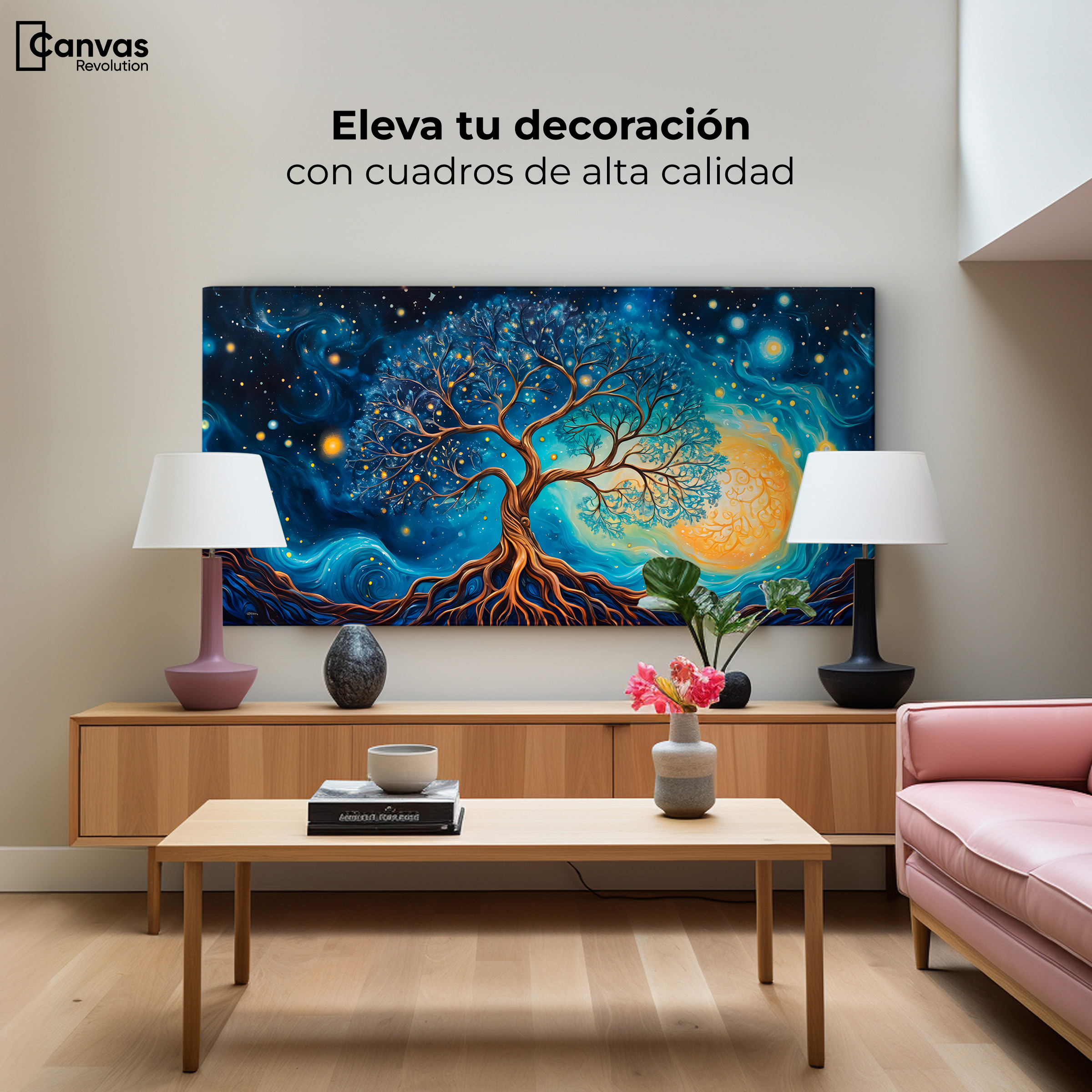 Foto 4 pulgar | Cuadro Árbol De La Vida Canvas Árbol Vida Universo 120x60
