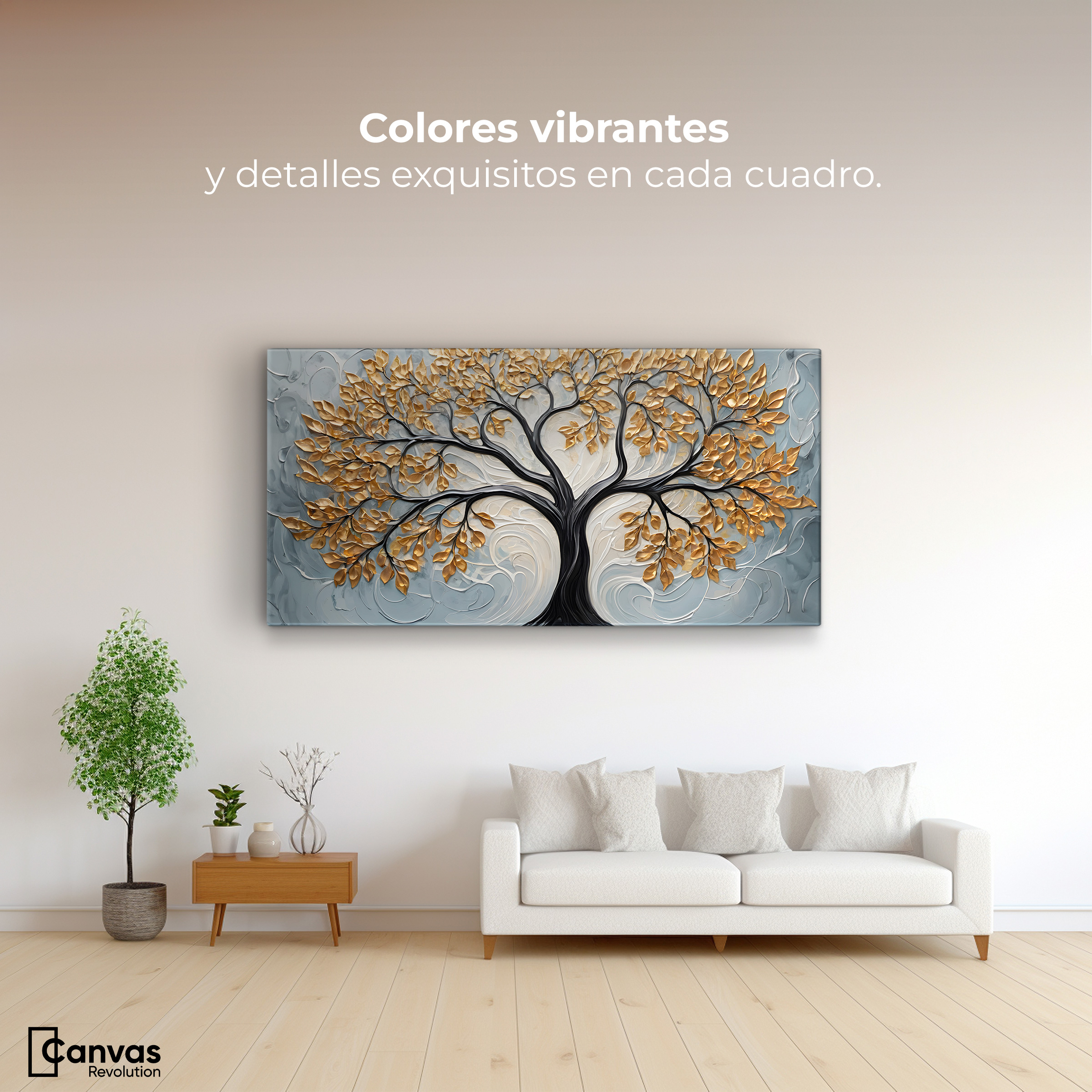 Foto 3 pulgar | Cuadro Árbol De La Vida Canvas Árbol Vida Sombras 120x60