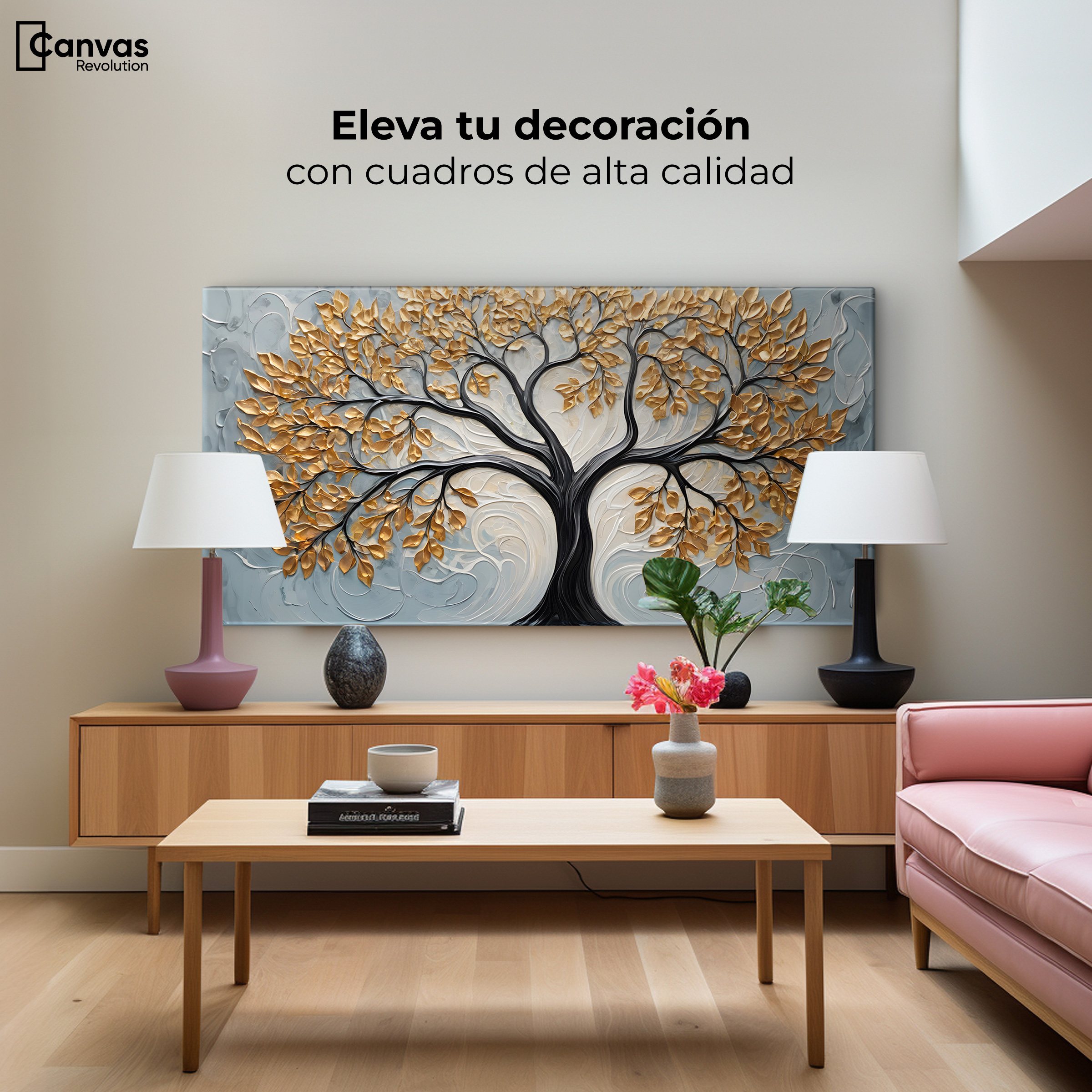 Foto 4 pulgar | Cuadro Árbol De La Vida Canvas Árbol Vida Sombras 120x60