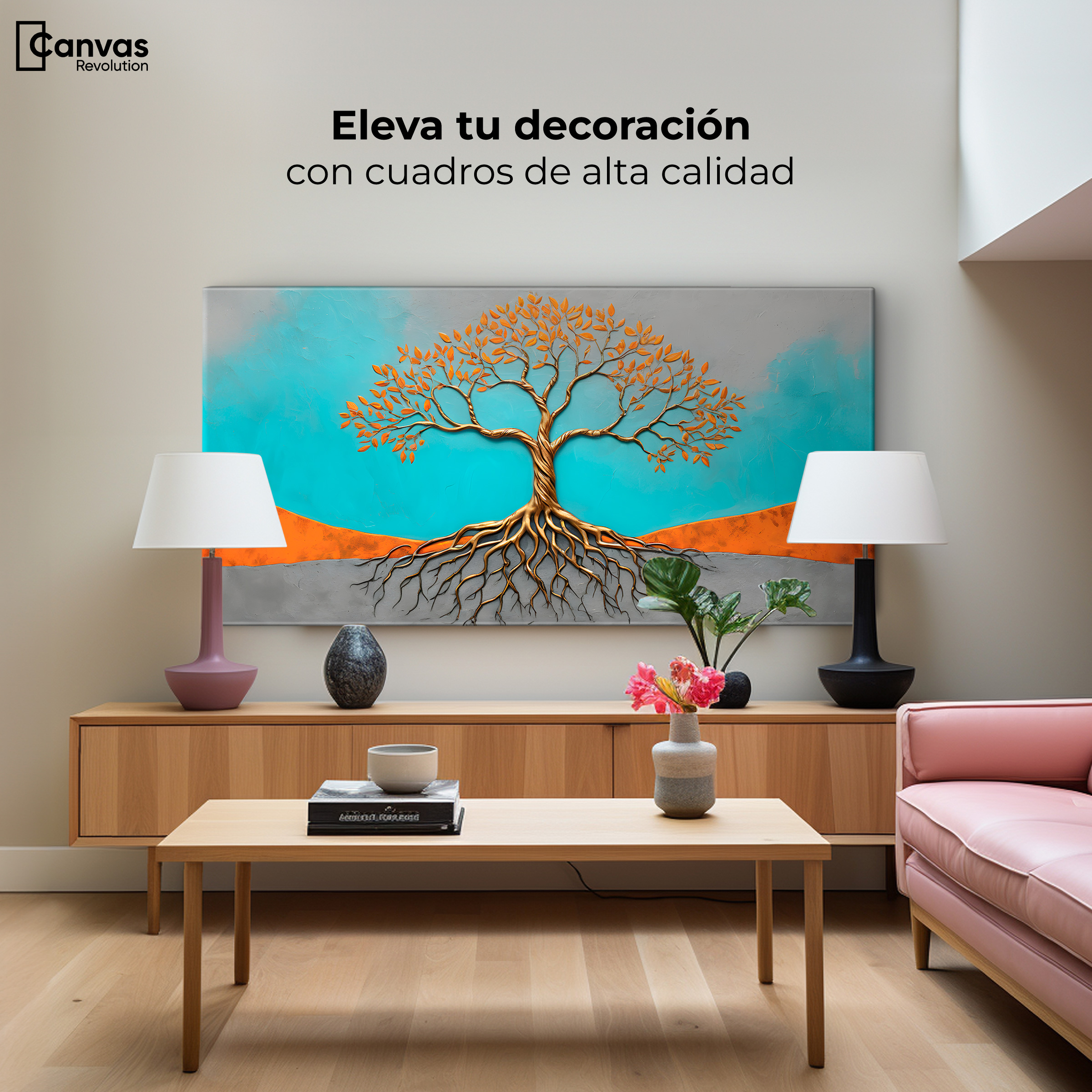 Foto 3 | Cuadro Árbol De La Vida Canvas Árbol Vida Cianita 120x60