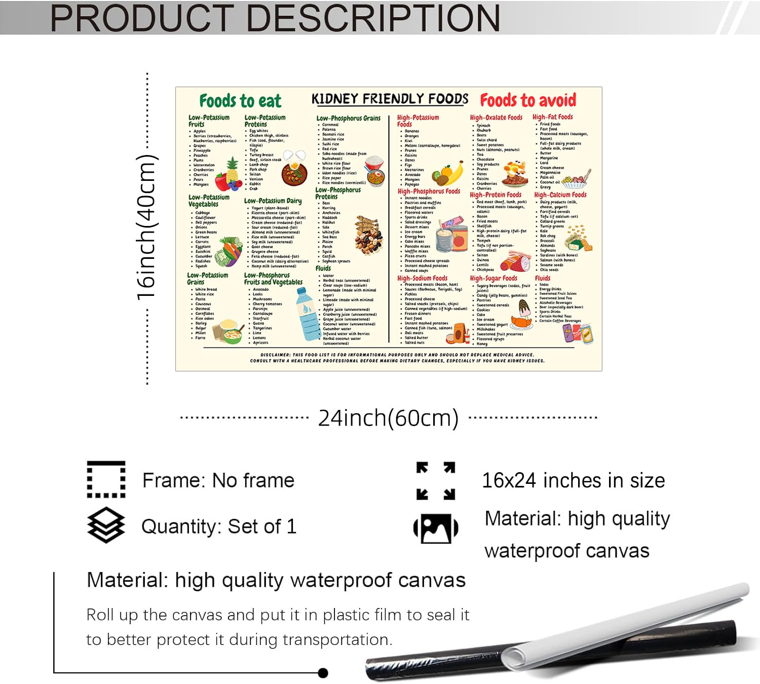 Foto 3 pulgar | Póster Guía De Alimentos Dietéticos Antiinflamatorios, 40 X 60 Cm, Sin Marco - Venta Internacional.