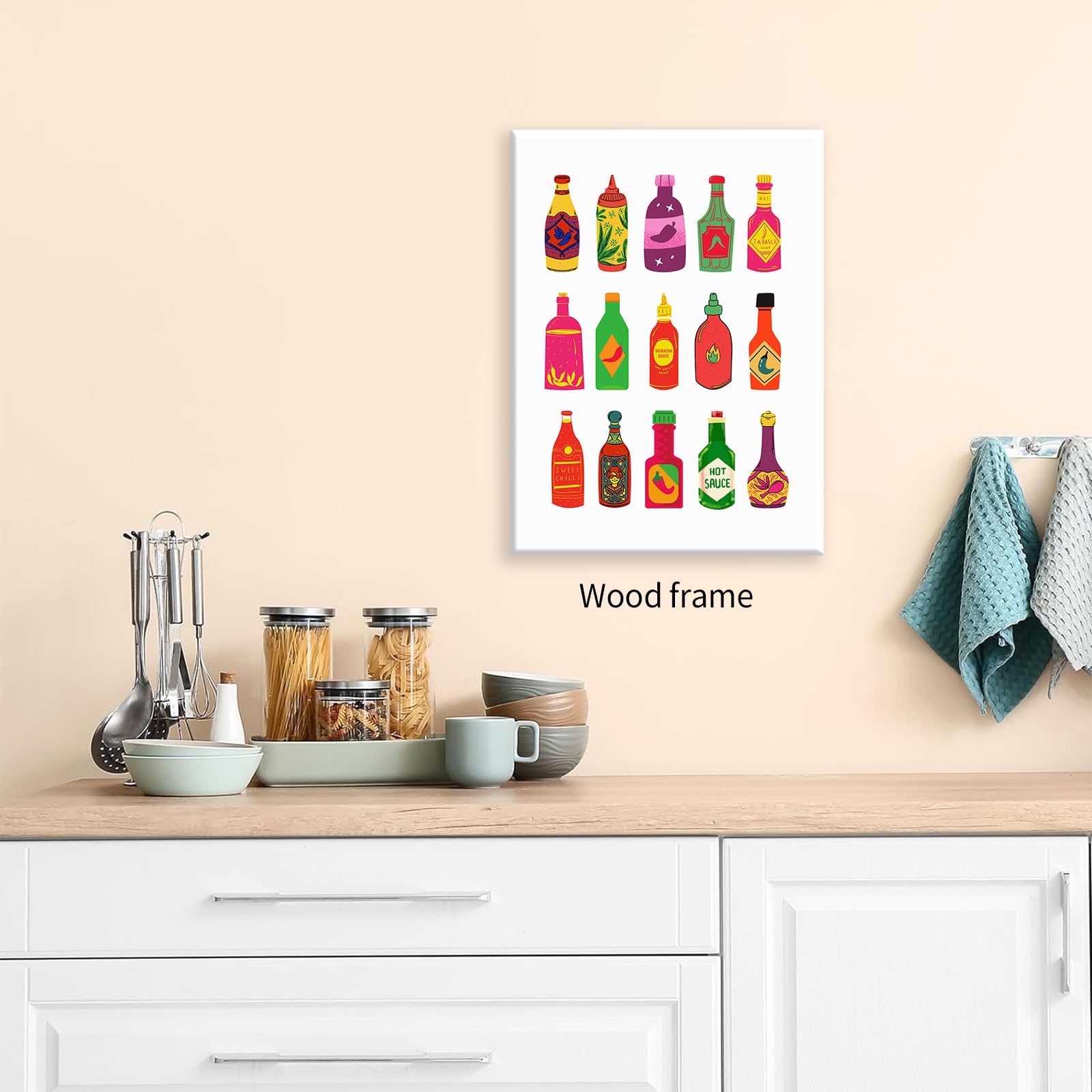 Foto 5 pulgar | Póster Mural Hot Sauce Kitchen, 40 X 60 Cm, Impresión Sobre Lienzo - Venta Internacional.