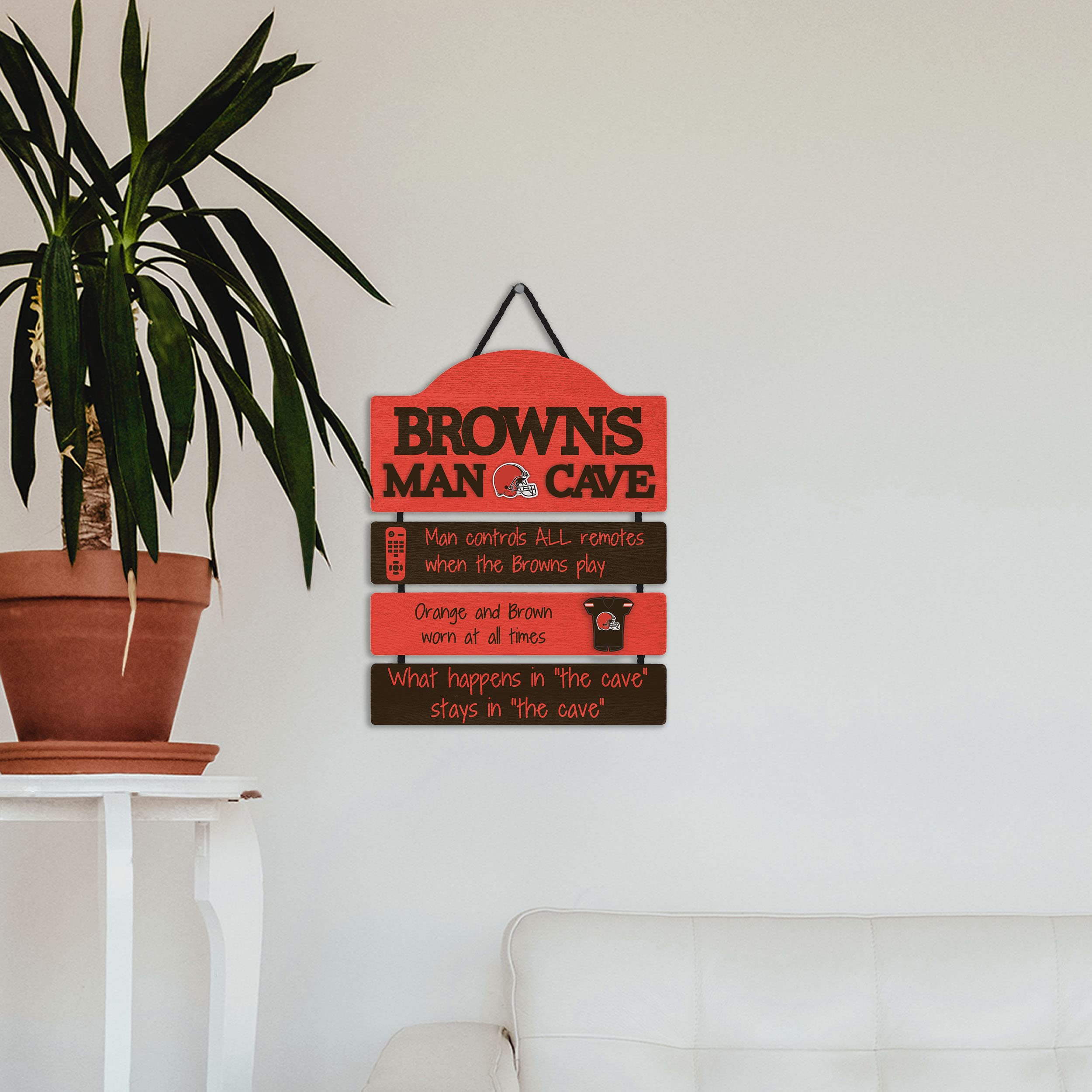 Foto 4 | Letrero De Madera Foco Nfl Cleveland Browns Man Cave 35 X 30 Cm - Venta Internacional.