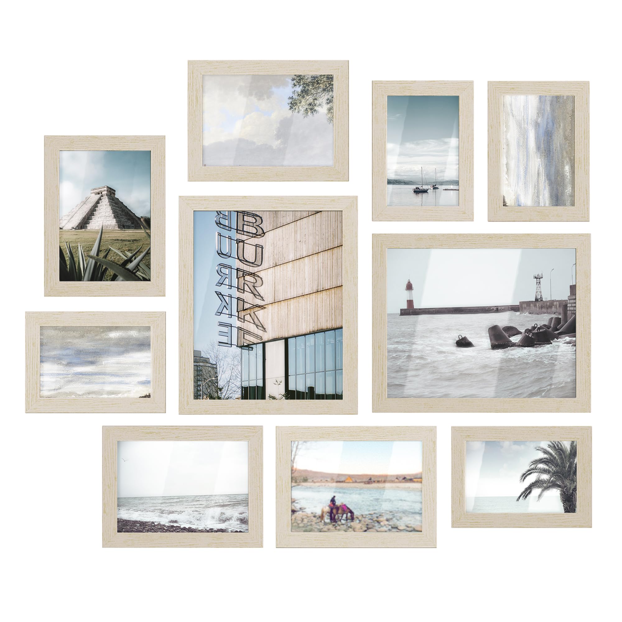 Set De 10 Marcos De Fotos Songmics Para Collage, Color Beige Natural - Venta Internacional.