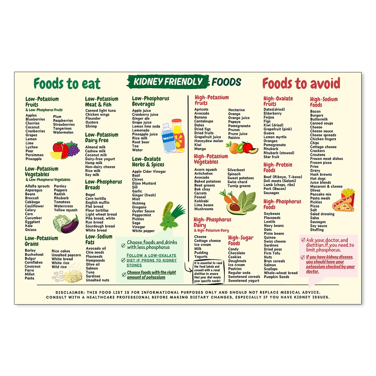 Foto 2 pulgar | Póster Sobre Alimentos Beneficiosos Para Los Riñones, 40 X 60 Cm - Venta Internacional.