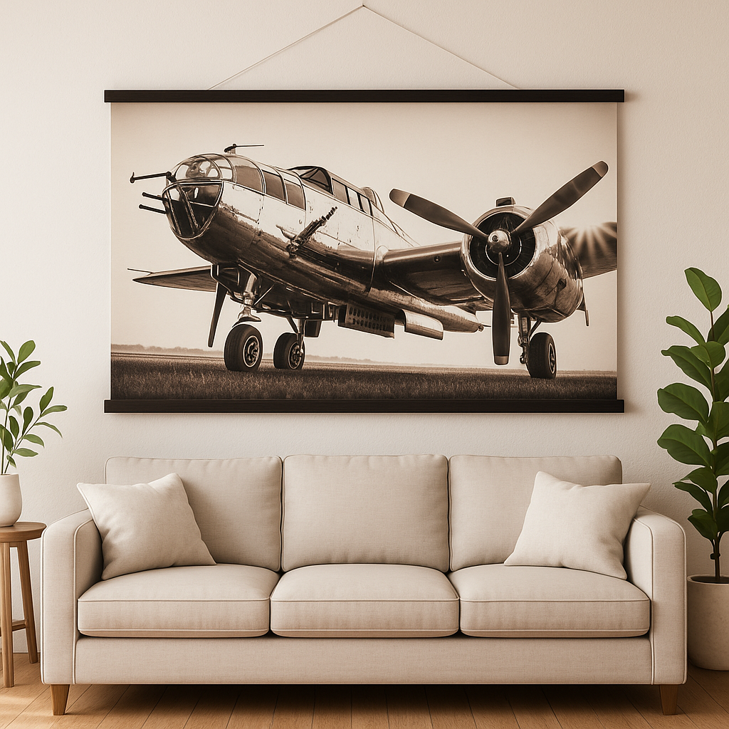 Foto 2 pulgar | Pendón Decorativo Avión Blanco Y Negro 60x90 Cm