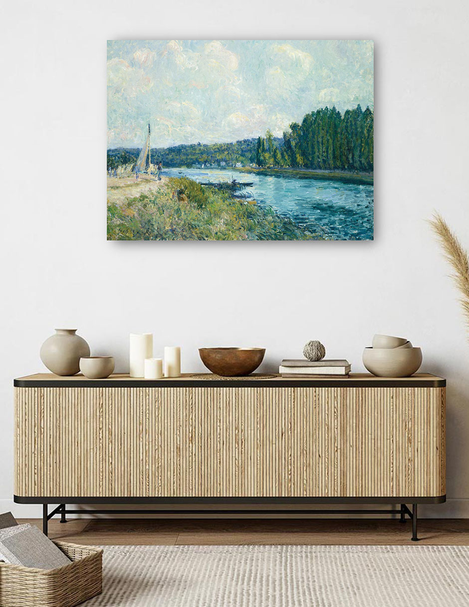 Foto 6 pulgar | Cuadro Decorativo - Los Bancos Del Oise- Alfred Sisley - Religión - 46x61 - Impresión En Lienzo - Fine Art Tj
