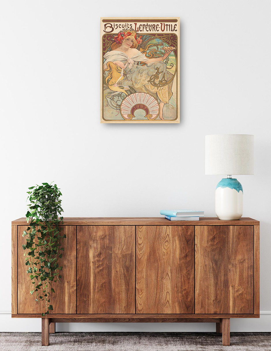 Foto 2 | Cuadro Decorativo - Galletas Lefèvre-utile- Alphonse Mucha - Frases - 69x92 - Impresión En Lienzo - Fine Art Tj
