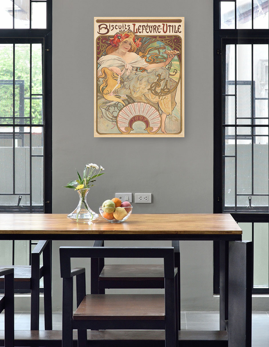Foto 4 | Cuadro Decorativo - Galletas Lefèvre-utile- Alphonse Mucha - Frases - 69x92 - Impresión En Lienzo - Fine Art Tj