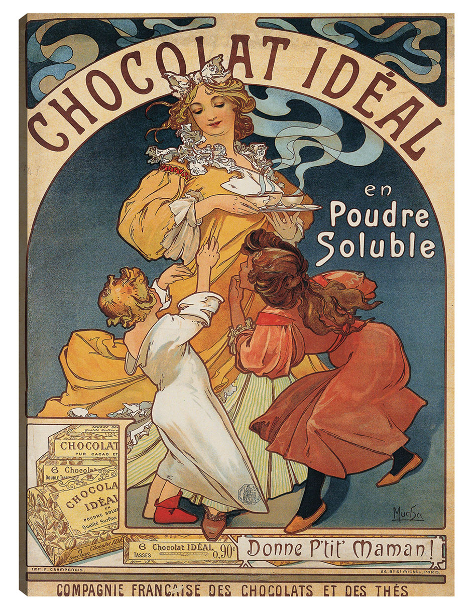 Foto 2 pulgar | Cuadro Decorativo - Chocolate Ideal (antes De 1897)- Alphonse Mucha - Frases - 69x92 - Impresión En Lienzo - Fine Art T