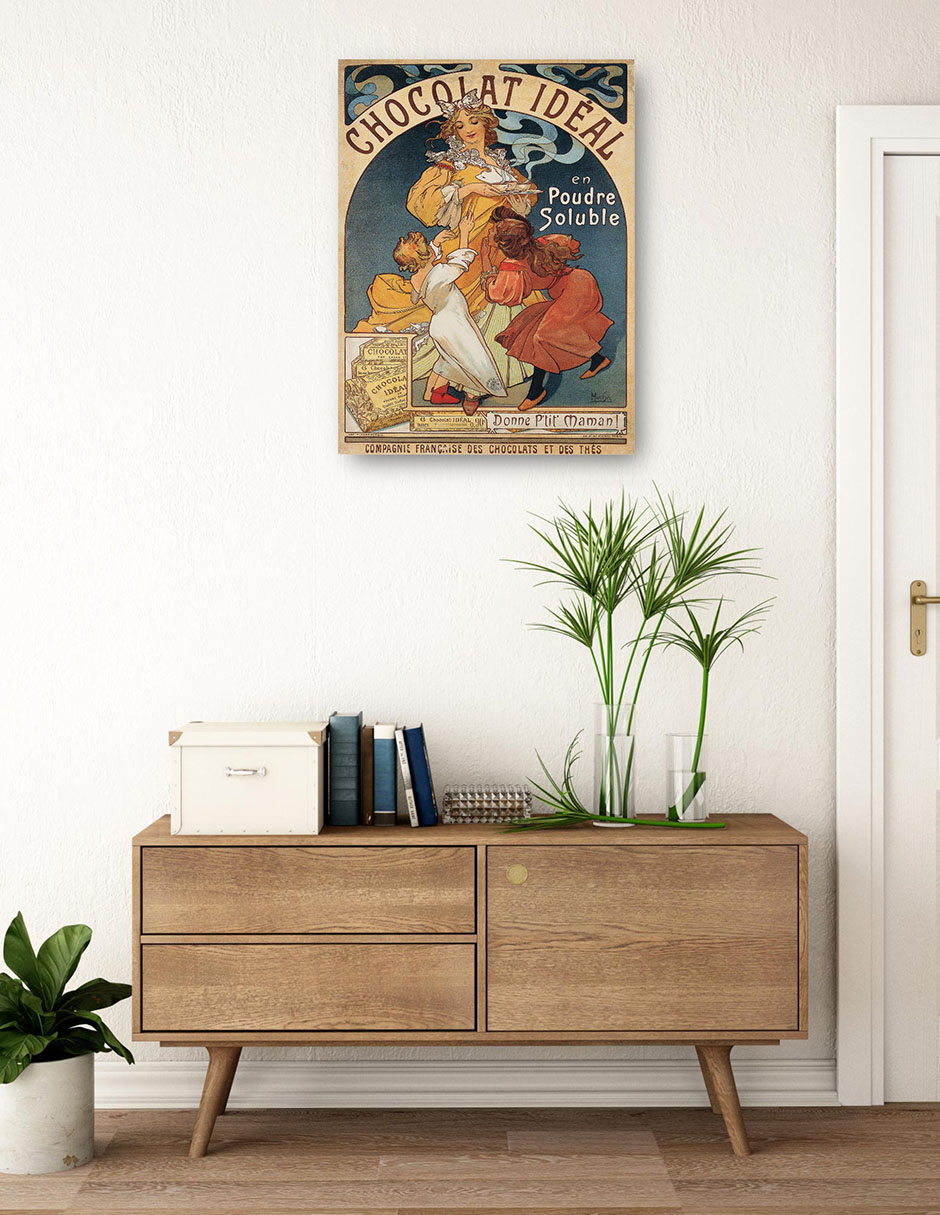 Foto 3 | Cuadro Decorativo - Chocolate Ideal (antes De 1897)- Alphonse Mucha - Frases - 69x92 - Impresión En Lienzo - Fine Art T