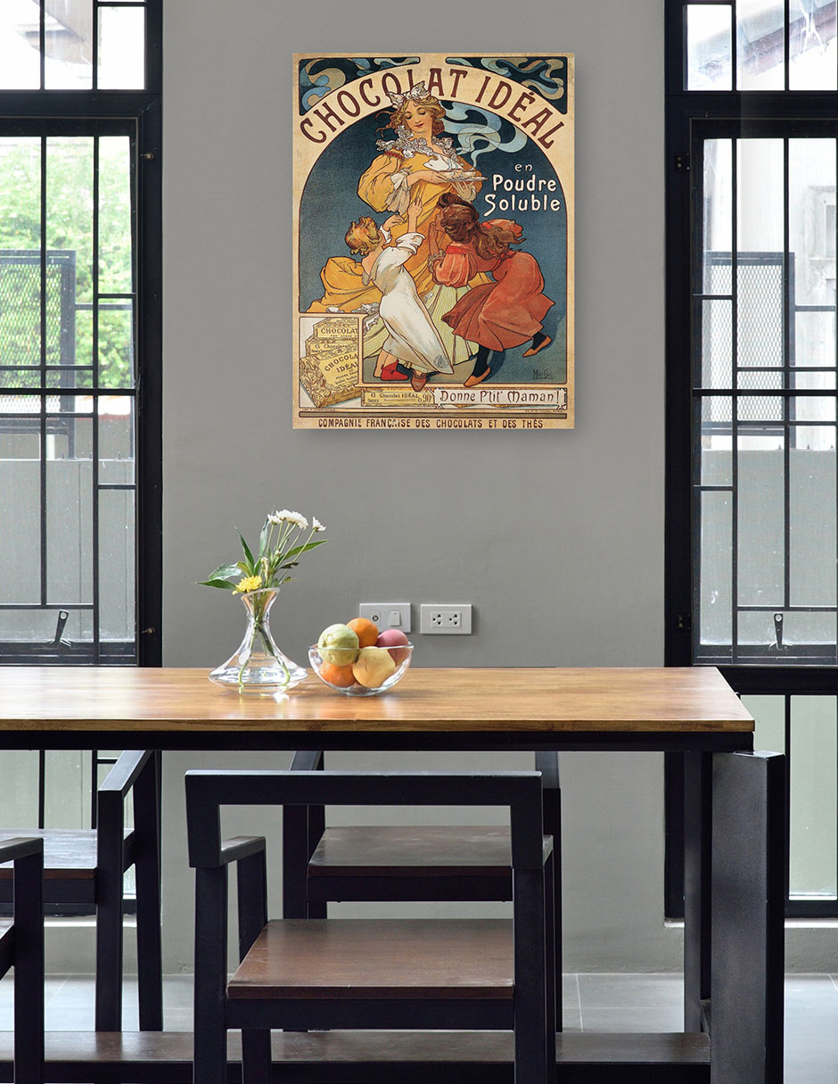 Foto 4 | Cuadro Decorativo - Chocolate Ideal (antes De 1897)- Alphonse Mucha - Frases - 69x92 - Impresión En Lienzo - Fine Art T