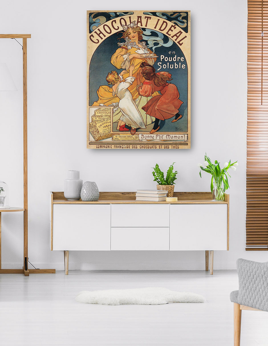 Foto 5 | Cuadro Decorativo - Chocolate Ideal (antes De 1897)- Alphonse Mucha - Frases - 69x92 - Impresión En Lienzo - Fine Art T