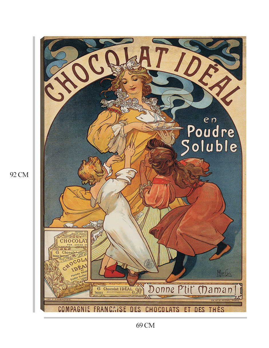 Foto 6 | Cuadro Decorativo - Chocolate Ideal (antes De 1897)- Alphonse Mucha - Frases - 69x92 - Impresión En Lienzo - Fine Art T