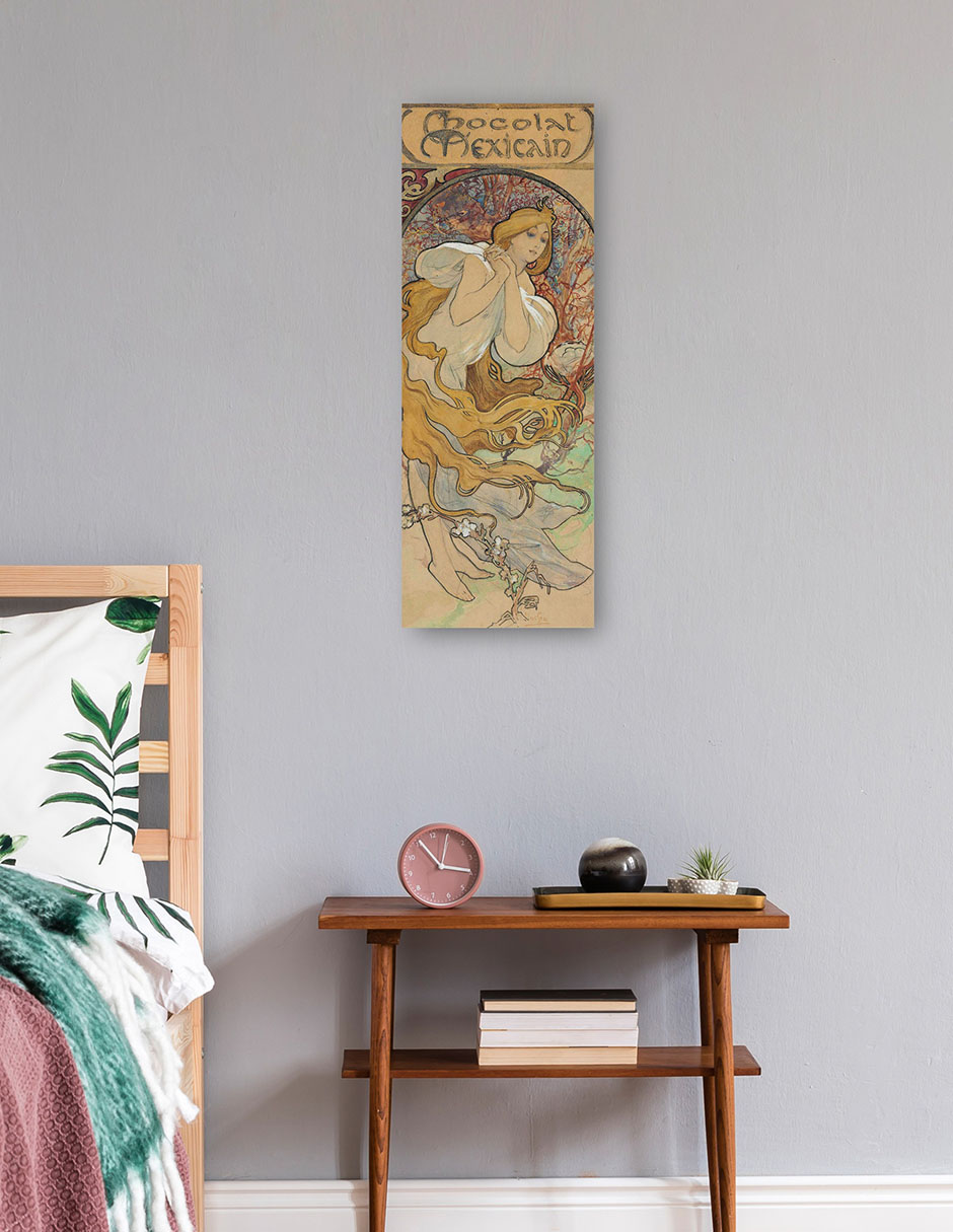Foto 2 | Cuadro Decorativo - Chocolate Mexicano- Alphonse Mucha - Frases - 34x89 - Impresión En Lienzo - Fine Art Tj