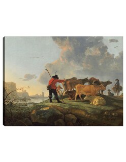 Foto 1 | Cuadro Decorativo - Pastores Cuidando El Ganado- Aelbert Cuyp - Paisaje - 46x61 - Impresión En Lienzo - Fine Art Tj