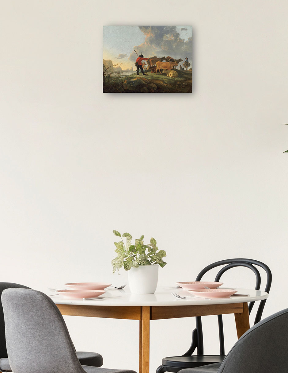 Foto 2 | Cuadro Decorativo - Pastores Cuidando El Ganado- Aelbert Cuyp - Paisaje - 46x61 - Impresión En Lienzo - Fine Art Tj