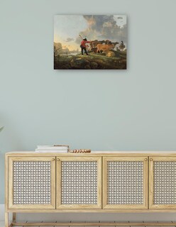 Foto 4 | Cuadro Decorativo - Pastores Cuidando El Ganado- Aelbert Cuyp - Paisaje - 46x61 - Impresión En Lienzo - Fine Art Tj