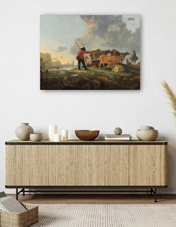 Foto 5 | Cuadro Decorativo - Pastores Cuidando El Ganado- Aelbert Cuyp - Paisaje - 46x61 - Impresión En Lienzo - Fine Art Tj