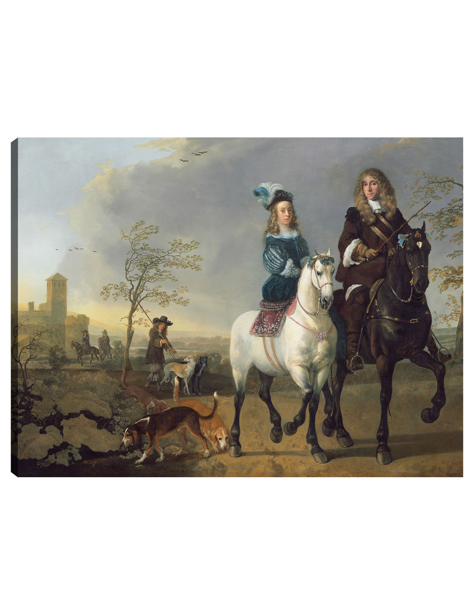 Foto 2 pulgar | Cuadro Decorativo - Dama Y Caballero A Caballo- Aelbert Cuyp - Fotografía - 46x61 - Impresión En Lienzo - Fine Art Tj