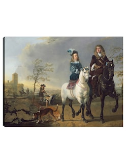 Foto 1 | Cuadro Decorativo - Dama Y Caballero A Caballo- Aelbert Cuyp - Fotografía - 46x61 - Impresión En Lienzo - Fine Art Tj