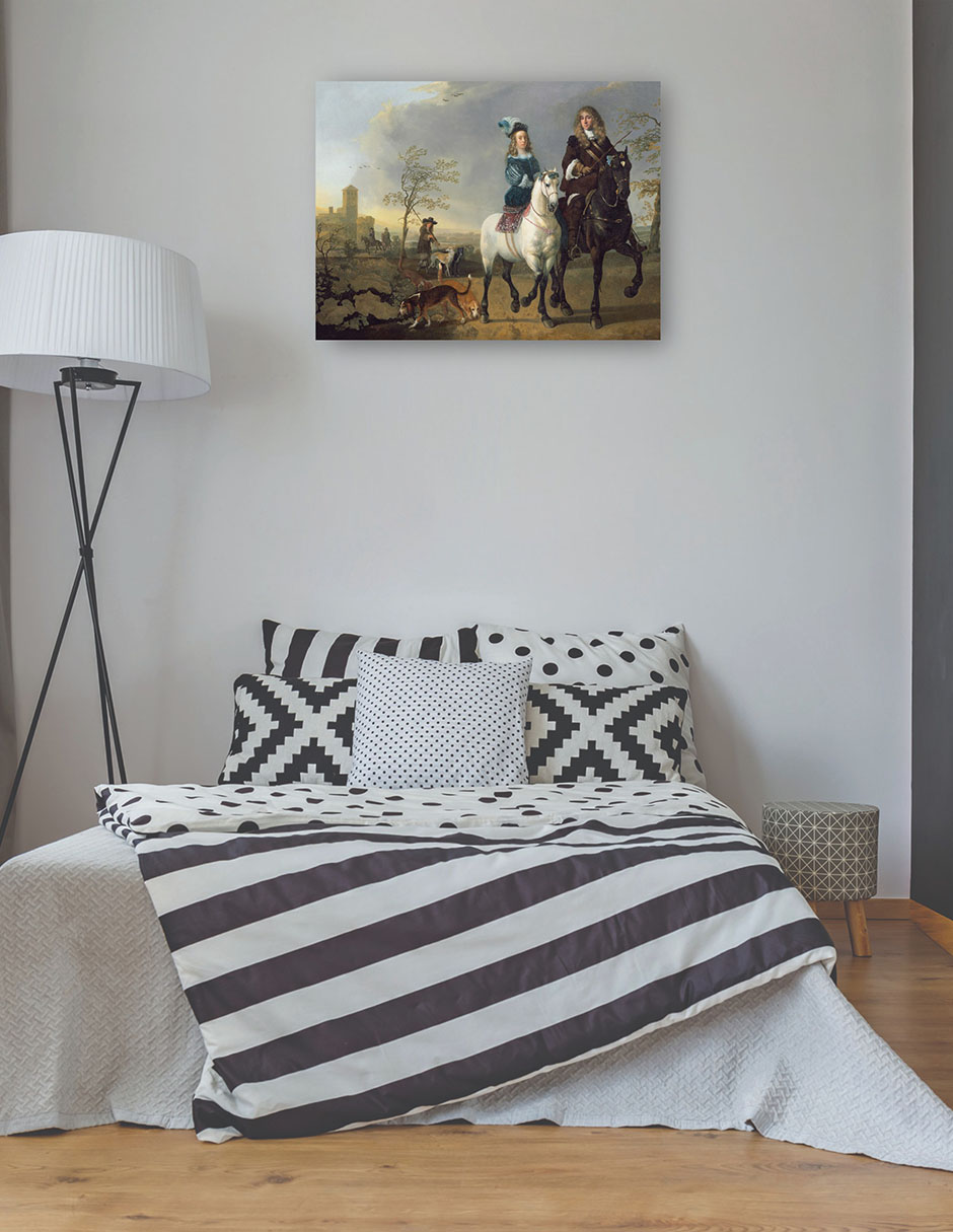 Foto 4 pulgar | Cuadro Decorativo - Dama Y Caballero A Caballo- Aelbert Cuyp - Fotografía - 46x61 - Impresión En Lienzo - Fine Art Tj