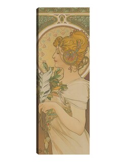 Foto 1 | Cuadro Decorativo - La Pluma (1899)- Alphonse Mucha - Fotografía - 34x89 - Impresión En Lienzo - Fine Art Tj