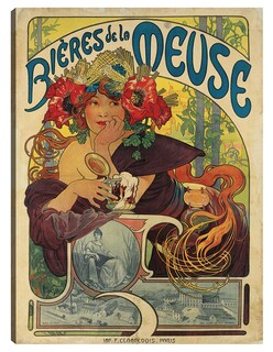 Foto 1 | Cuadro Decorativo - Cervezas De La Meuse (1897)- Alphonse Mucha - Abstracto - 28x36 - Impresión En Lienzo - Fine Art Tj
