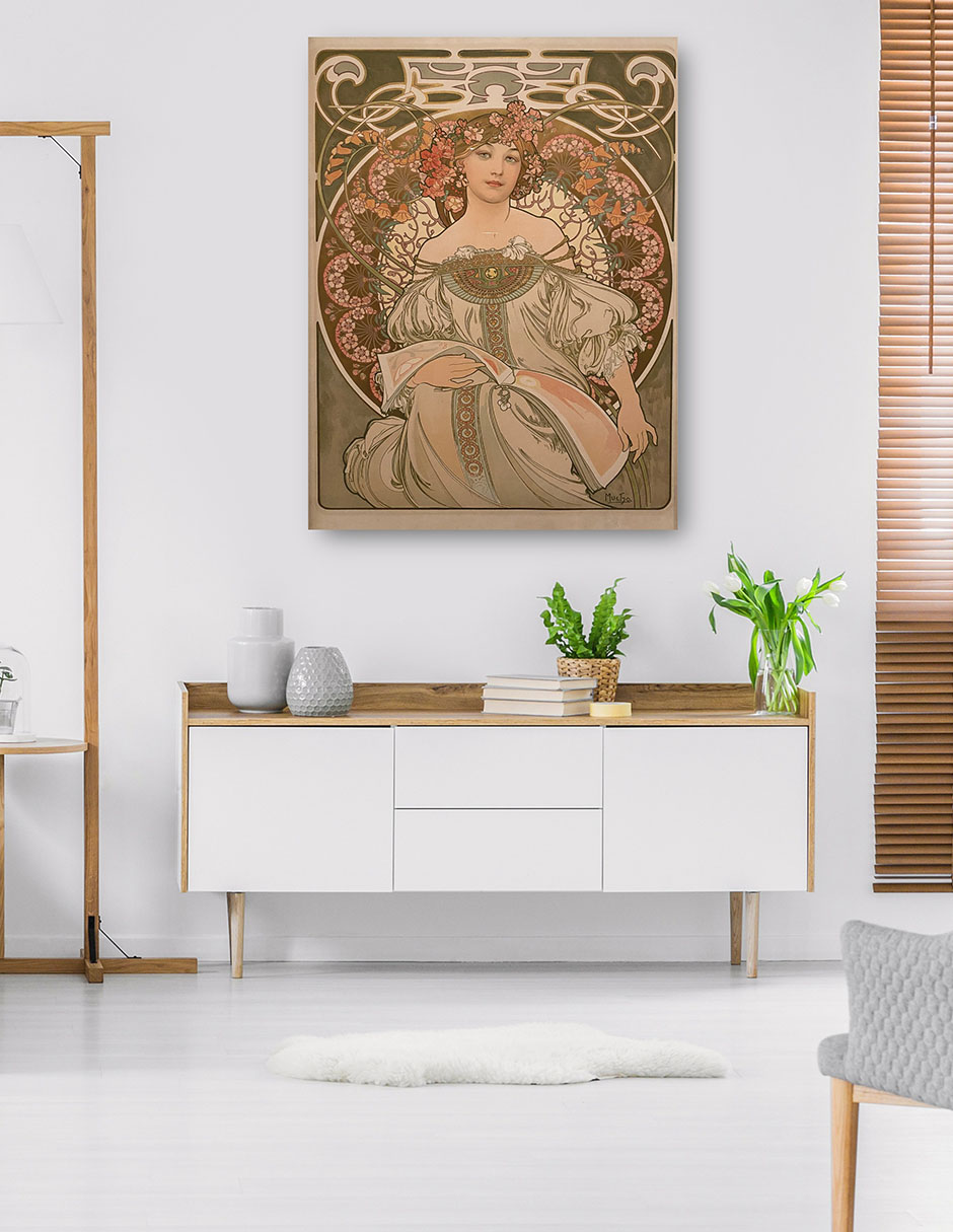 Foto 6 pulgar | Cuadro Decorativo - Ensueño- Alphonse Mucha - Fotografía - 69x92 - Impresión En Lienzo - Fine Art Tj
