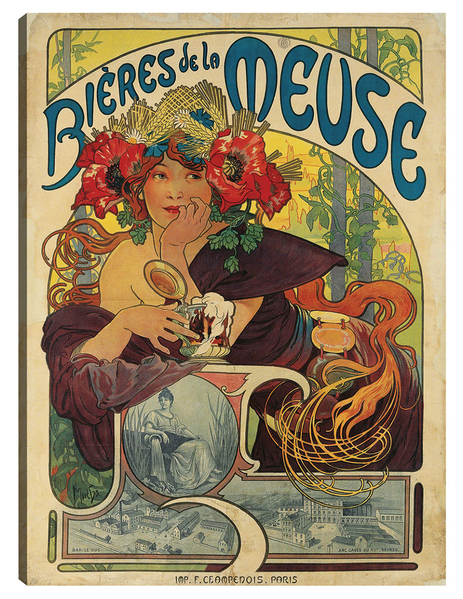 Foto 2 pulgar | Cuadro Decorativo - Cervezas De La Meuse (1897)- Alphonse Mucha - Abstracto - 46x61 - Impresión En Lienzo - Fine Art Tj