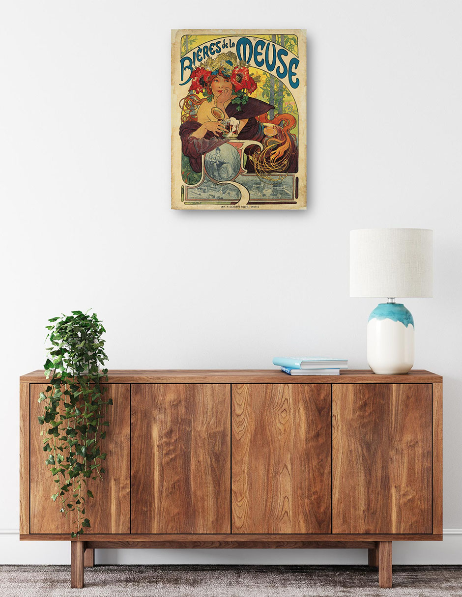 Foto 2 | Cuadro Decorativo - Cervezas De La Meuse (1897)- Alphonse Mucha - Abstracto - 46x61 - Impresión En Lienzo - Fine Art Tj