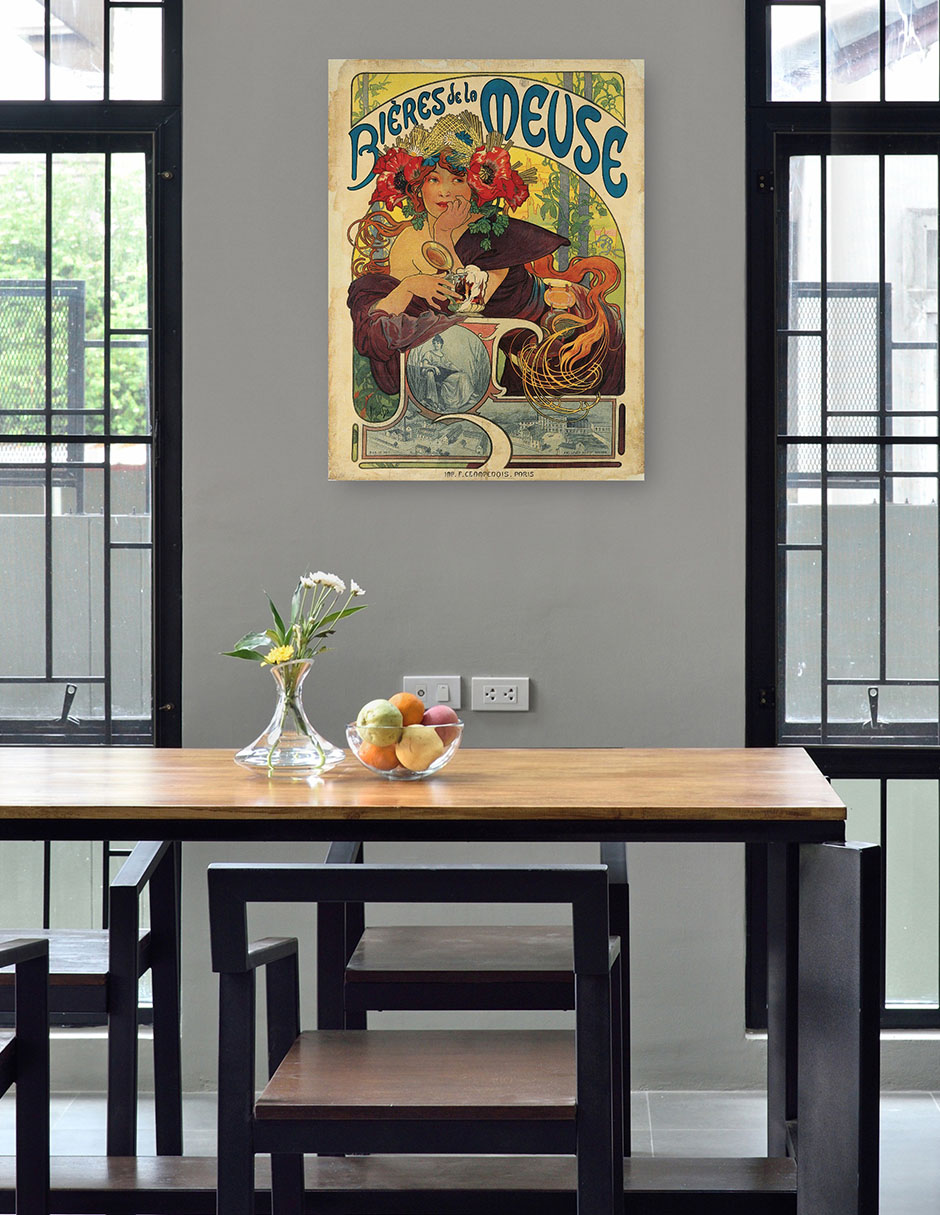 Foto 5 pulgar | Cuadro Decorativo - Cervezas De La Meuse (1897)- Alphonse Mucha - Abstracto - 46x61 - Impresión En Lienzo - Fine Art Tj