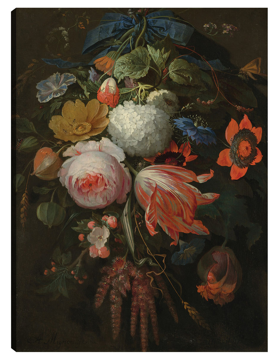 Foto 2 pulgar | Cuadro Decorativo - Un Ramo De Flores Colgante- Abraham Mignon - Floral - 69x92 - Impresión En Lienzo - Fine Art Tj
