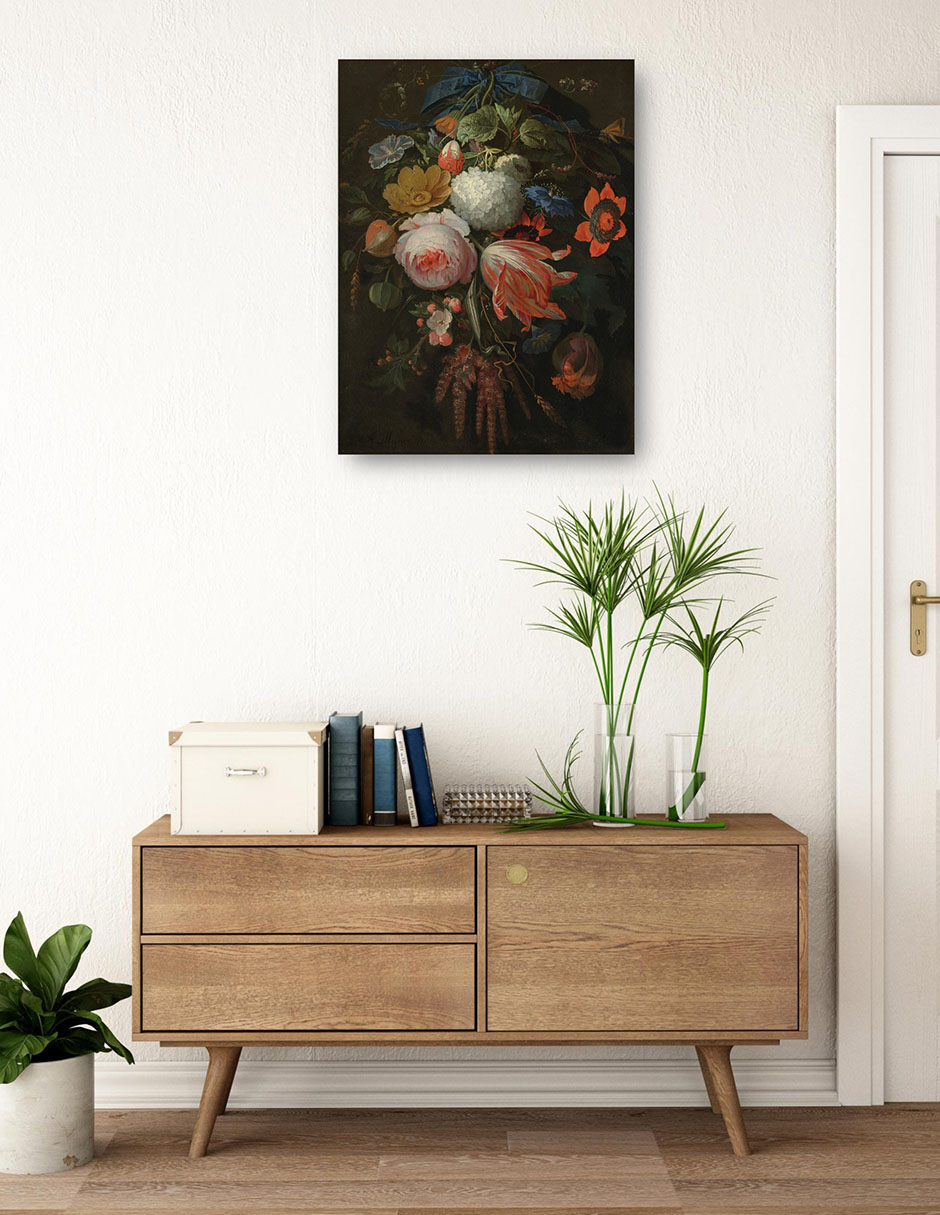 Foto 4 pulgar | Cuadro Decorativo - Un Ramo De Flores Colgante- Abraham Mignon - Floral - 69x92 - Impresión En Lienzo - Fine Art Tj