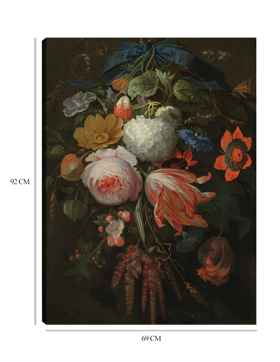 Foto 7 pulgar | Cuadro Decorativo - Un Ramo De Flores Colgante- Abraham Mignon - Floral - 69x92 - Impresión En Lienzo - Fine Art Tj